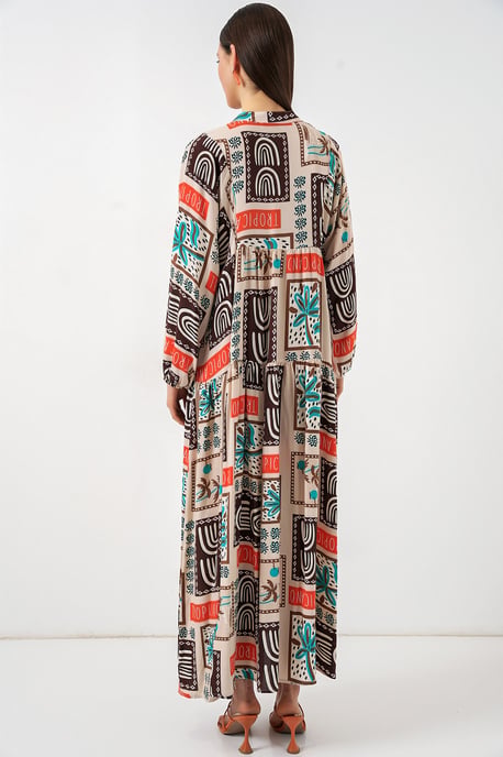 Patterned V-Neck Maxi Dress - Image 6