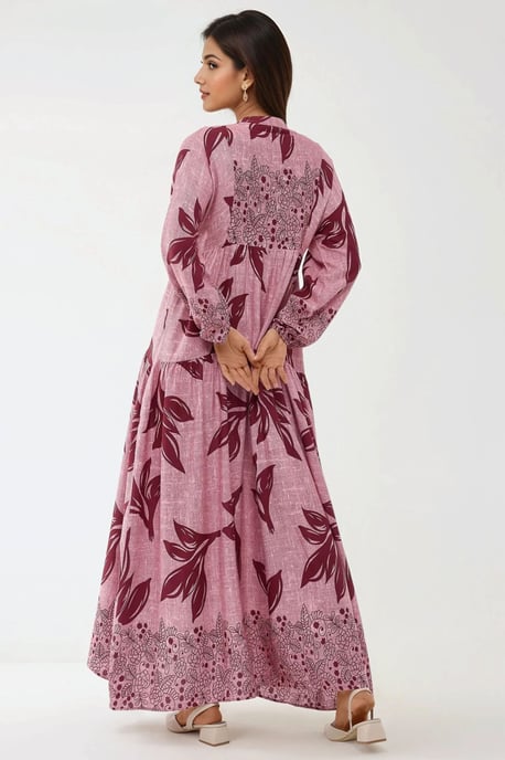 Geprinte Lange Mouwen Viscose Maxi Jurk - Image 3
