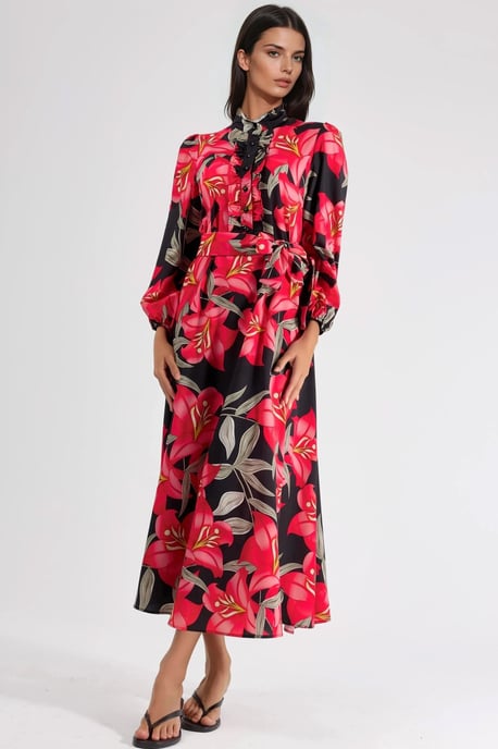 Blommig Maxikjol med Binddetalj - Image 4