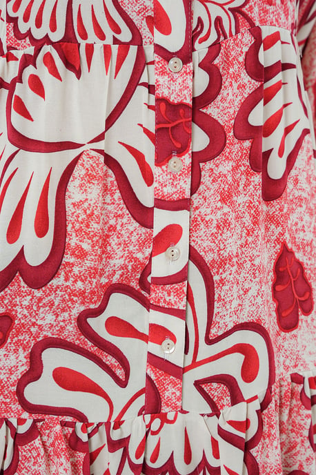 Geprinte V-hals Maxi-jurk met Knoopsluiting - Image 4