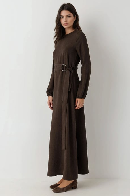 Maxi-jurk met lange mouwen en gebogen detail - Image 2
