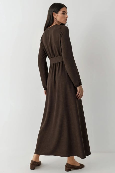 Maxi-jurk met lange mouwen en gebogen detail - Image 3