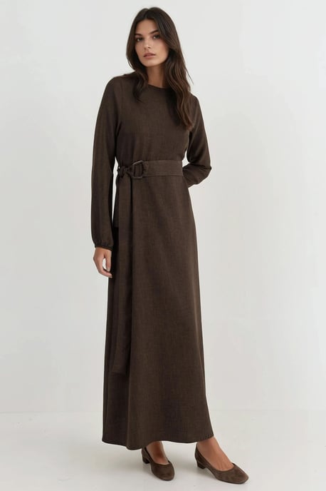 Maxi-jurk met lange mouwen en gebogen detail - Image 5