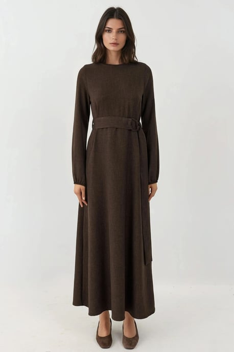 Maxi-jurk met lange mouwen en gebogen detail - Image 6