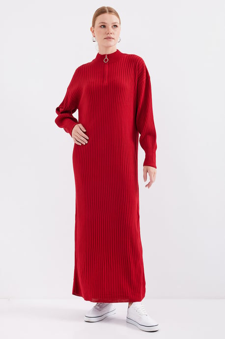 Geweven Tricot Jurk met Halve Col en Rits - Image 3