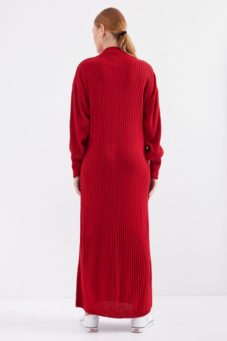 Geweven Tricot Jurk met Halve Col en Rits - Image 6