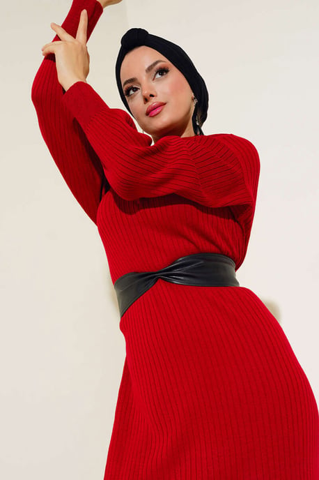 Maxi Turtleneck Ribbad Klänning - Image 2