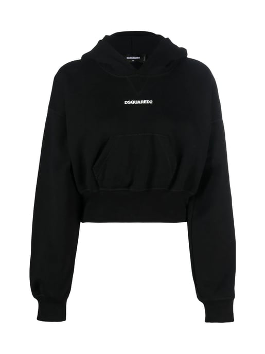 Attached Cap Cropped Hoodie - Image 1