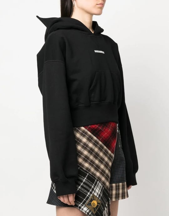 Attached Cap Cropped Hoodie - Image 3