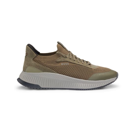 Men's Boss Ttnm Evo Trainers With Signature Detailing in Dark Green - Image 1