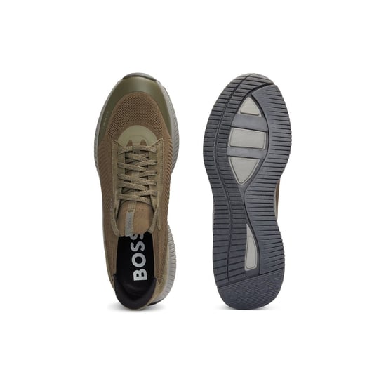 Men's Boss Ttnm Evo Trainers With Signature Detailing in Dark Green - Image 3