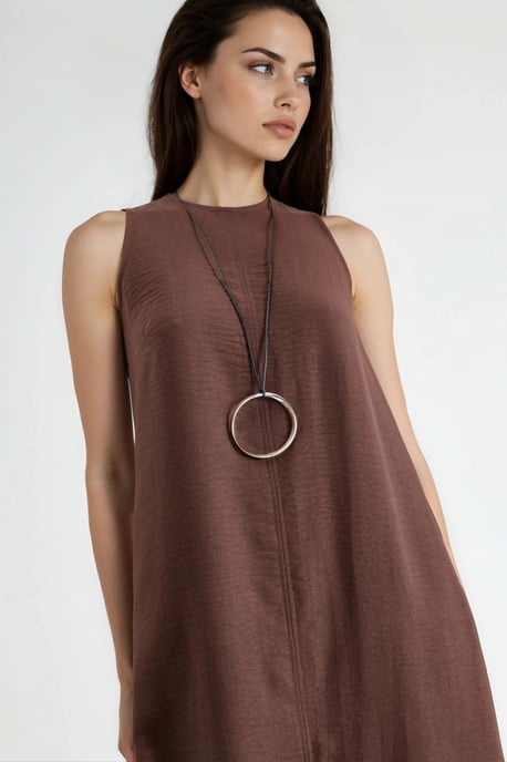 Linnenlook Mouwloze Crew Neck Midi Jurk - Image 3