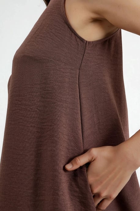 Linnenlook Mouwloze Crew Neck Midi Jurk - Image 4