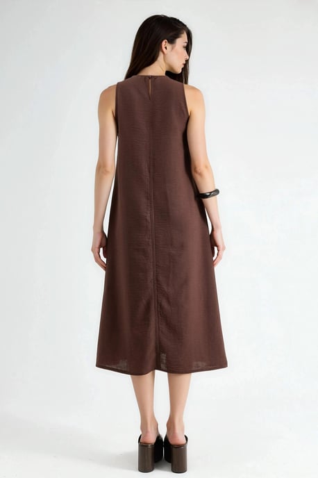 Linnenlook Mouwloze Crew Neck Midi Jurk - Image 5