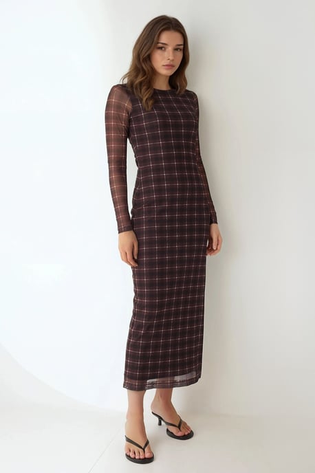 Rutigt Bodycon Midiklänning - Image 2