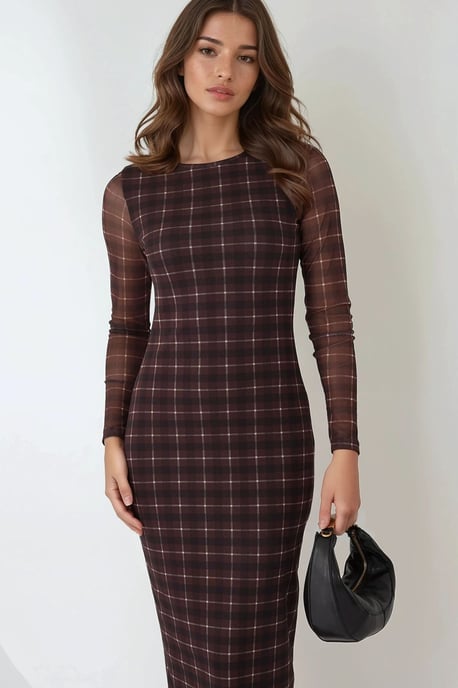 Rutigt Bodycon Midiklänning - Image 4