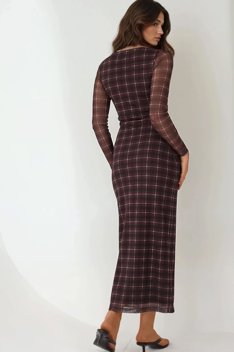 Rutigt Bodycon Midiklänning - Image 5