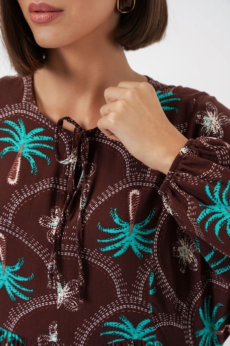 Tropical Printed Maxi Dress with Button Closure - Image 4