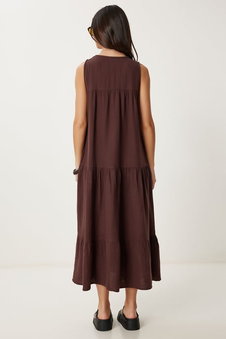 Rimpel V-hals Midi-jurk - Image 5