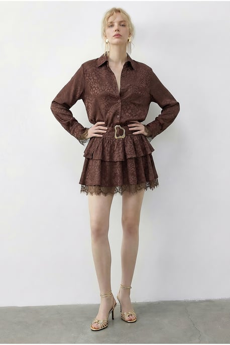 Leopard Print Shirt Dress with Belt - Image 2