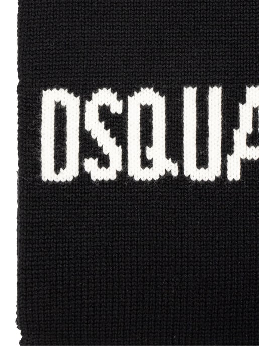 Stickad ullhalsduk med logotyp och intarsia - Image 3