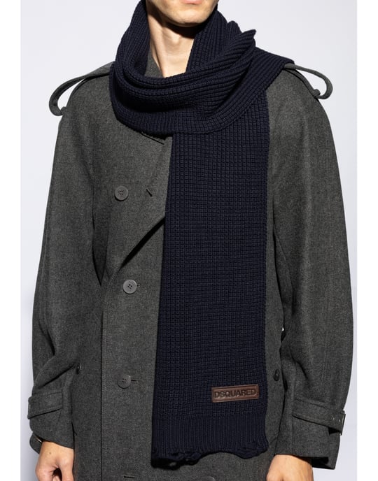 Gebreide wollen sjaal met logo-patch - Image 4
