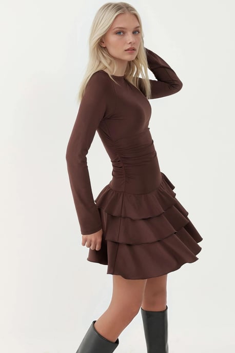 Frilly Crew Neck Mini Dress - Image 3