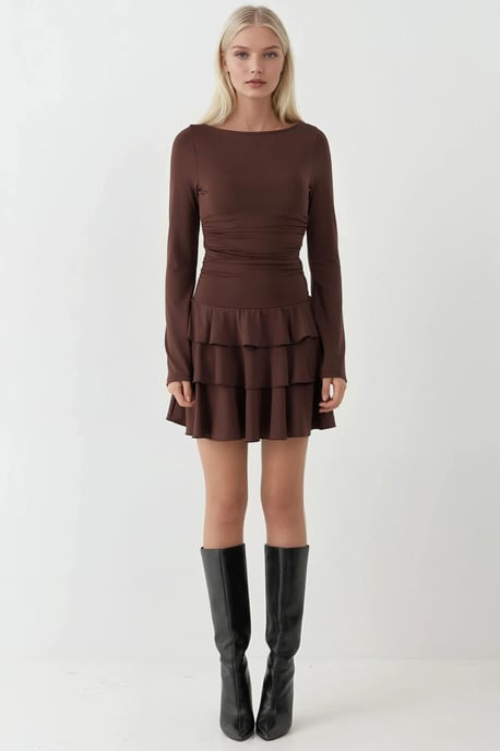 Frilly Crew Neck Mini Dress - Image 4