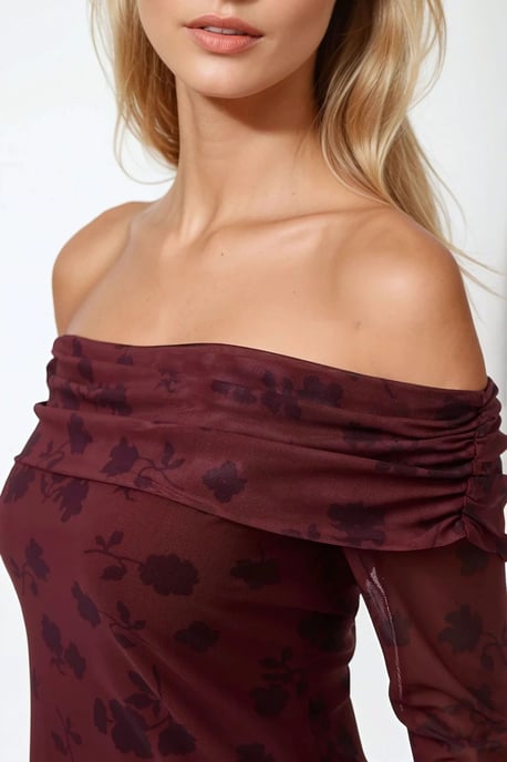 Axelbandslös bodycon miniklänning med blommönster - Image 2