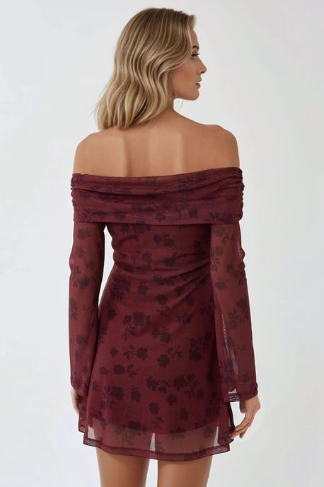 Axelbandslös bodycon miniklänning med blommönster - Image 3
