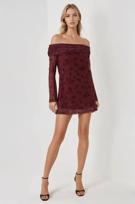 Axelbandslös bodycon miniklänning med blommönster - Image 4