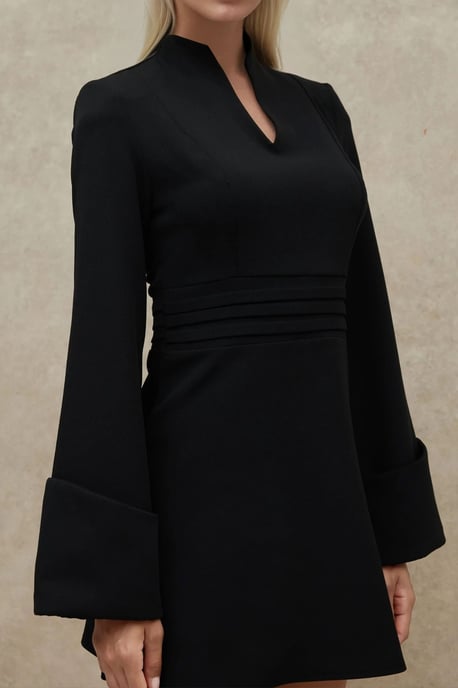 Elegant V-Neck Long Sleeve Mini Dress - Image 4