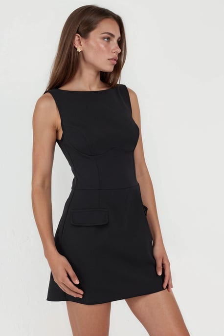 Flap Pocket Mini Dress with Built-in Shorts - Image 2