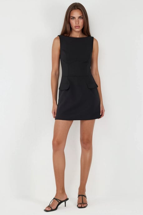 Flap Pocket Mini Dress with Built-in Shorts - Image 5