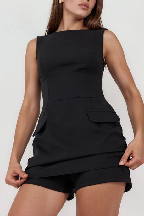 Flap Pocket Mini Dress with Built-in Shorts - Image 6