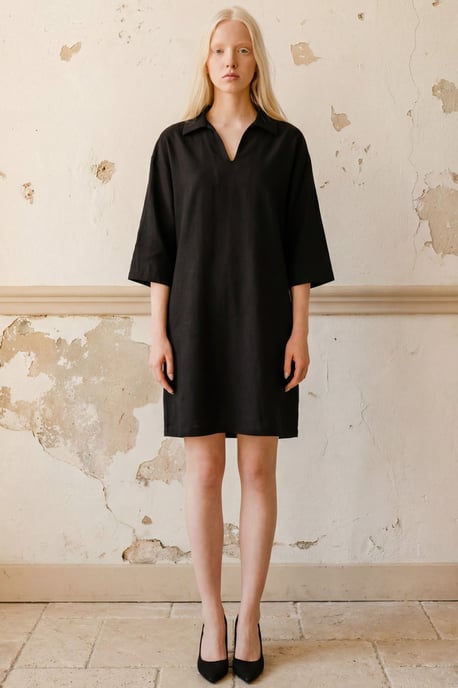Polo Kraag Mini Jurk met Driekwart Mouwen - Image 6