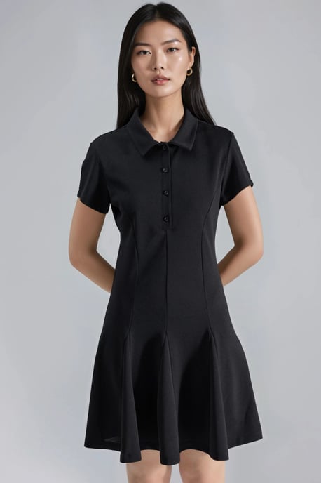 Crepe Mini-jurk met knoopsluiting en polo-kraag - Image 6