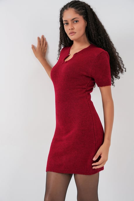 Accessoar Detalj Bodycon Mini Stickad Klänning - Image 5