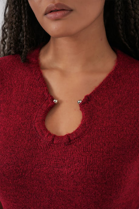 Accessoar Detalj Bodycon Mini Stickad Klänning - Image 6