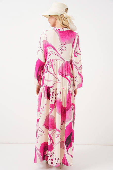 Patroon V-hals Maxi jurk - Image 6