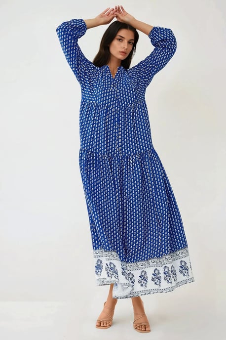 Printed V-Neck Maxi Dress - Image 1
