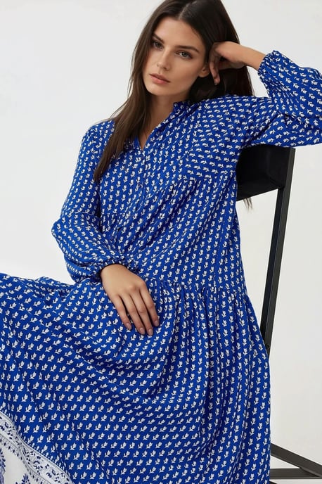 Printed V-Neck Maxi Dress - Image 3