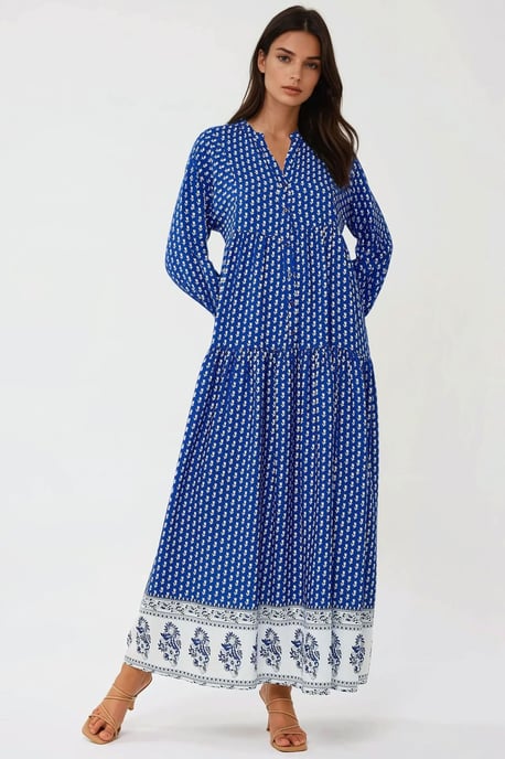 Printed V-Neck Maxi Dress - Image 4