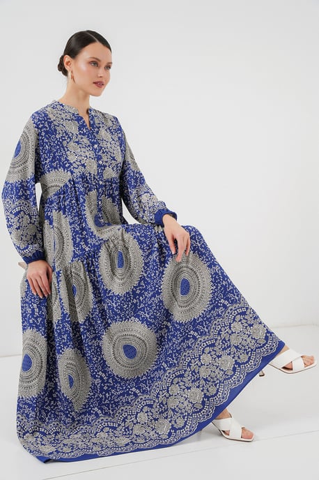 Geprinte V-hals Maxi jurk met knoopsluiting - Image 2