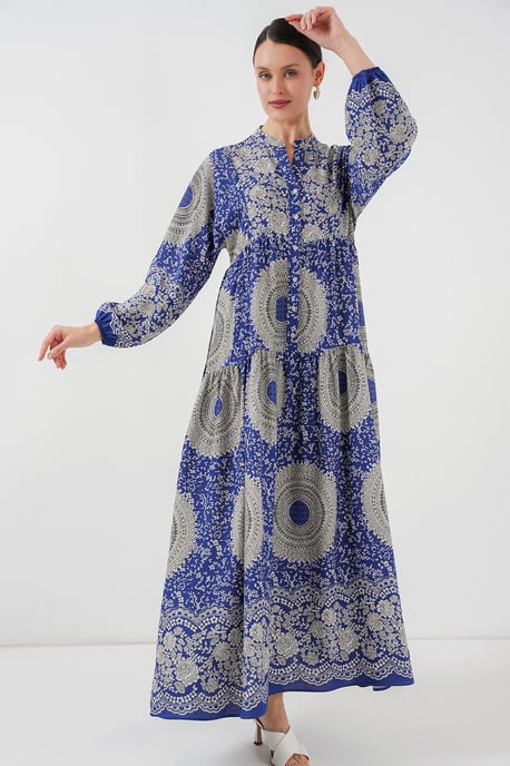 Geprinte V-hals Maxi jurk met knoopsluiting - Image 3