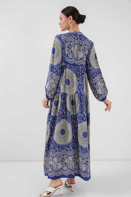 Geprinte V-hals Maxi jurk met knoopsluiting - Image 5