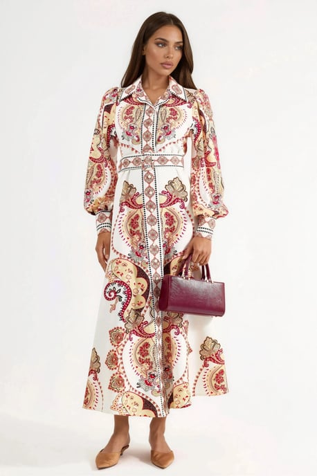 Patroon Maxi Jurk met Riem - Image 1