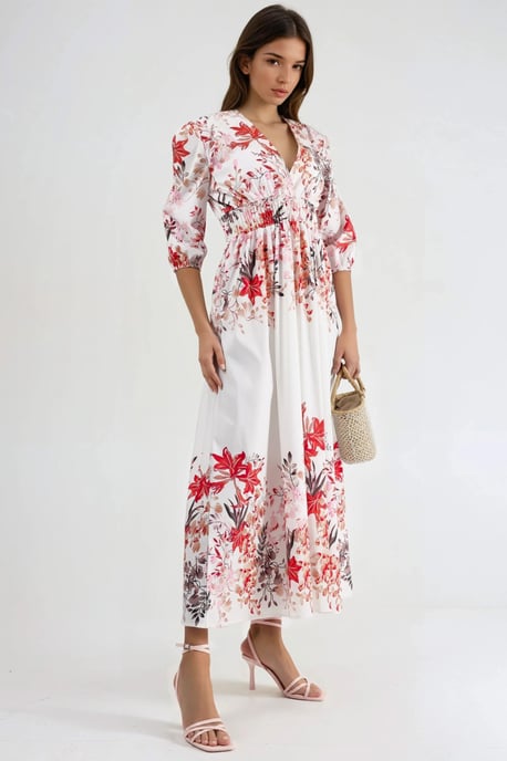 Bloemen V-hals Maxi Jurk - Image 1