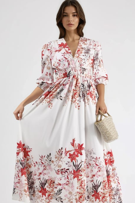 Bloemen V-hals Maxi Jurk - Image 4