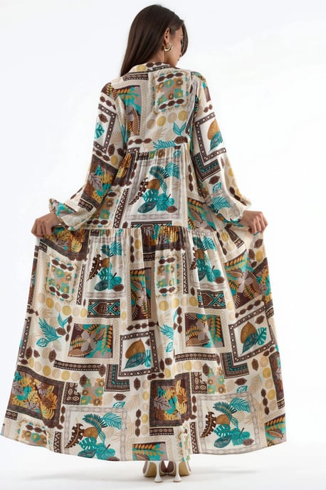 V-hals Patroon Maxi Jurk - Image 3